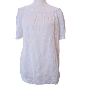 Terzo Millennio Italian White Embroidered Off-Shoulder Blouse Large